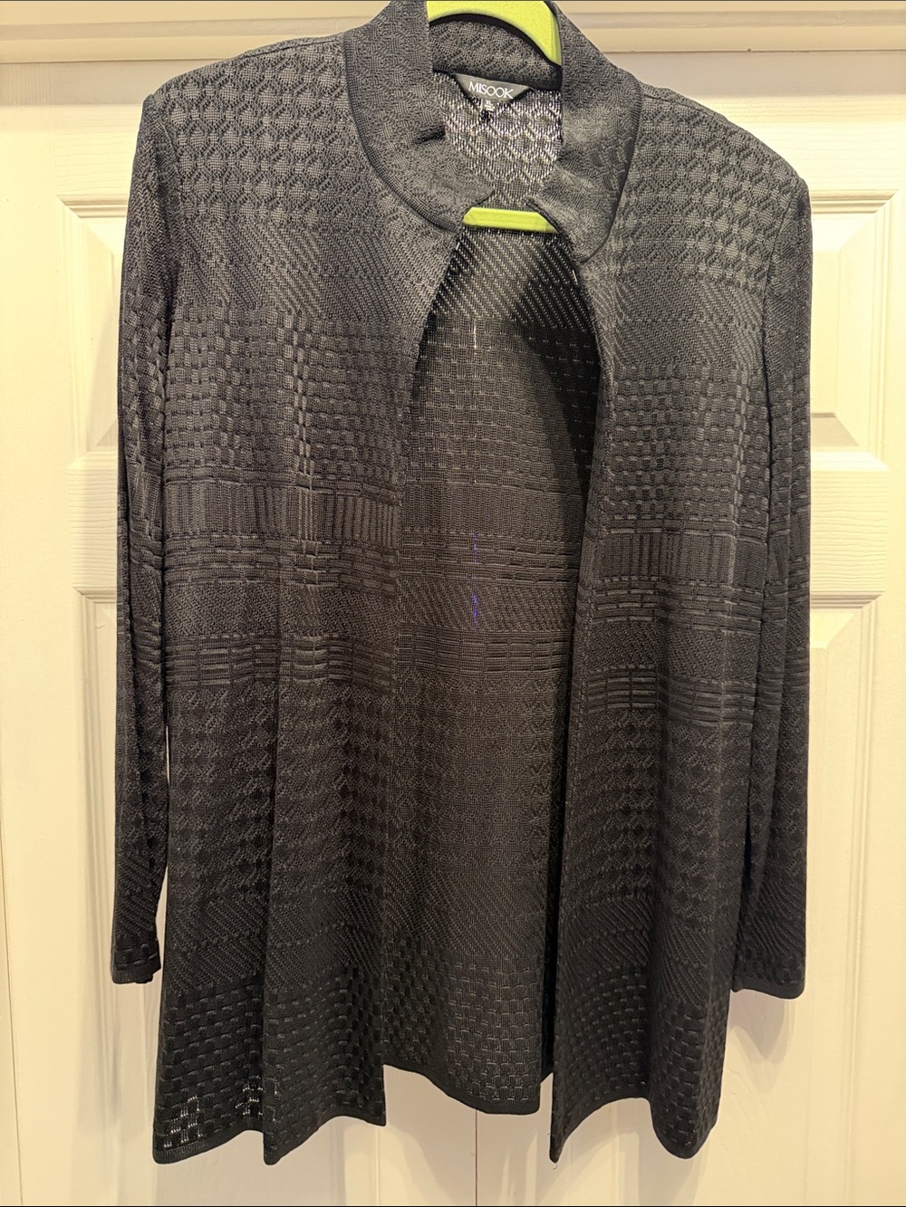 Misook Black Open-Front Textured Cardigan